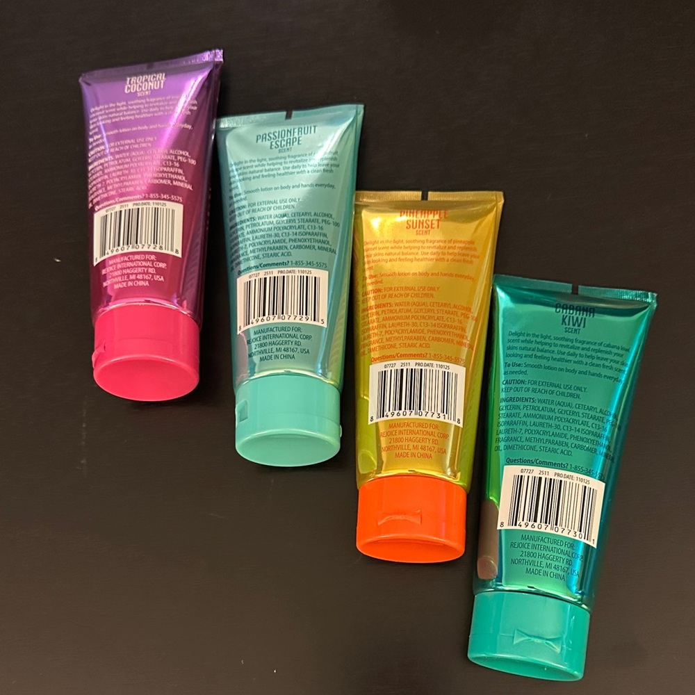 Spa Luxury Body Lotion Set of 4 Tropical Coconut Passionfruit Pineapple Kiwi - Picture 3 of 7
